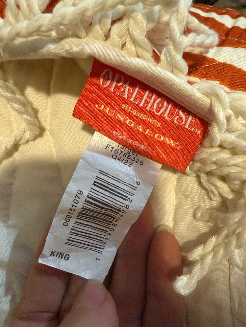 Opal house King Quilt set -Rust Orange with Fringe - Picture 3 of 3
